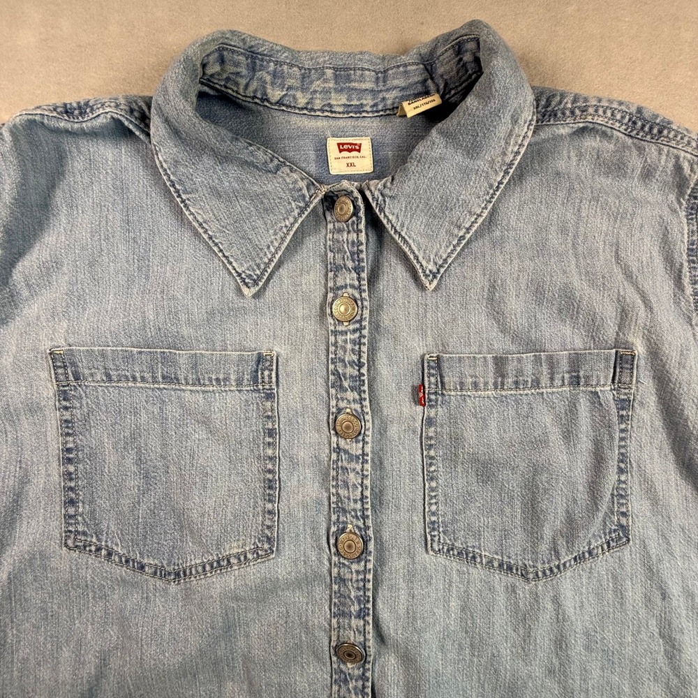 Levi's Womens XXL Light Wash Denim Short Sleeve Button Up Shirt A4888-0001